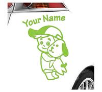 Kiwistar - Car Sticker Baby on Board - Lime Green - cappy Dog boy - Individually Personalized with The Desired Text 24cm - Decal for Bicycle Vehicle Truck SUV