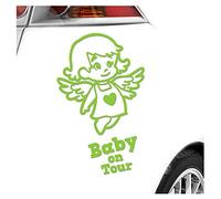 Kiwistar - Car Sticker Baby on Board - Lime Green - Little Angel Girl - Baby on Tour 24cm - Decal for Bicycle Vehicle Truck SUV