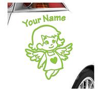 Kiwistar - Car Sticker Baby on Board - Lime Green - Little Angel Girl - Individually Personalized with The Desired Text 20cm - Decal for Bicycle Vehicle Truck SUV