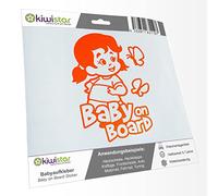 Kiwistar - Car Sticker Baby on Board - neon Orange - Butterfly Girl - Baby on Board 30cm - Decal for Bicycle Vehicle Truck SUV