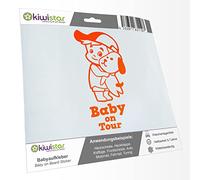 Kiwistar - Car Sticker Baby on Board - neon Orange - cappy Dog boy - Baby on Tour 20cm - Decal for Bicycle Vehicle Truck SUV
