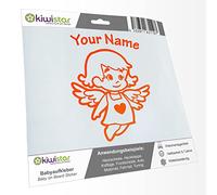 Kiwistar - Car Sticker Baby on Board - neon Orange - Little Angel Girl - Individually Personalized with The Desired Text 20cm - Decal for Bicycle Vehicle Truck SUV