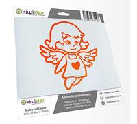 Kiwistar - Car Sticker Baby on Board - neon Orange - Little Angel Girl - Without Desired Text 20cm - Decal for Bicycle Vehicle Truck SUV