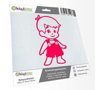 Kiwistar - Car Sticker Baby on Board - neon Pink - Boy Overalls - Without Desired Text 30cm - Decal for Bicycle Vehicle Truck SUV