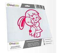 Kiwistar - Car Sticker Baby on Board - neon Pink - Bunny Girl - Without Desired Text 30cm - Decal for Bicycle Vehicle Truck SUV