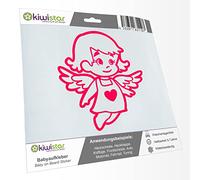 Kiwistar - Car Sticker Baby on Board - neon Pink - Little Angel Girl - Without Desired Text 20cm - Decal for Bicycle Vehicle Truck SUV
