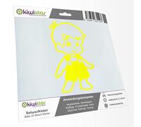 Kiwistar - Car Sticker Baby on Board - neon Yellow - Boy Overalls - Without Desired Text 24cm - Decal for Bicycle Vehicle Truck SUV
