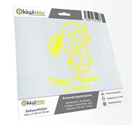 Kiwistar - Car Sticker Baby on Board - neon Yellow - Bunny Girl - Individually Personalized with The Desired Text + on Board 20cm - Decal for Bicycle Vehicle Truck SUV