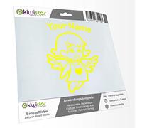 Kiwistar - Car Sticker Baby on Board - neon Yellow - Little Angel Girl - Individually Personalized with The Desired Text 20cm - Decal for Bicycle Vehicle Truck SUV