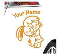 Kiwistar - Car Sticker Baby on Board - Orange - Bunny Girl - Individually Personalized with The Desired Text 20cm - Decal for Bicycle Vehicle Truck SUV