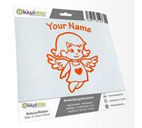 Kiwistar - Car Sticker Baby on Board - Orange - Little Angel Girl - Individually Personalized with The Desired Text 24cm - Decal for Bicycle Vehicle Truck SUV