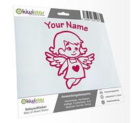 Kiwistar - Car Sticker Baby on Board - Pink - Little Angel Girl - Individually Personalized with The Desired Text 15cm - Decal for Bicycle Vehicle Truck SUV