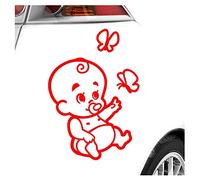 Kiwistar - Car Sticker Baby on Board - red - Baby Butterflies - Without Desired Text 24cm - Decal for Bicycle Vehicle Truck SUV