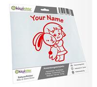 Kiwistar - Car Sticker Baby on Board - red - Bunny Girl - Individually Personalized with The Desired Text 24cm - Decal for Bicycle Vehicle Truck SUV