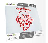 Kiwistar - Car Sticker Baby on Board - red - Little Angel Girl - Individually Personalized with The Desired Text 20cm - Decal for Bicycle Vehicle Truck SUV