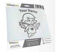 Kiwistar - Car Sticker Baby on Board - Silver - Little Angel Girl - Individually Personalized with The Desired Text 24cm - Decal for Bicycle Vehicle Truck SUV