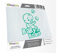 Kiwistar - Car Sticker Baby on Board - Turquoise - Baby Butterflies - Baby on Board 24cm - Decal for Bicycle Vehicle Truck SUV