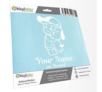 Kiwistar - Car Sticker Baby on Board - White - cappy Dog boy - Individually Personalized with The Desired Text + on Board 30cm - Decal for Bicycle Vehicle Truck SUV
