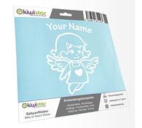 Kiwistar - Car Sticker Baby on Board - White - Little Angel Girl - Individually Personalized with The Desired Text 15cm - Decal for Bicycle Vehicle Truck SUV
