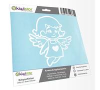Kiwistar - Car Sticker Baby on Board - White mat - Little Angel Girl - Without Desired Text 15cm - Decal for Bicycle Vehicle Truck SUV