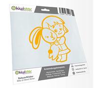 Kiwistar - Car Sticker Baby on Board - Yellow - Bunny Girl - Without Desired Text 30cm - Decal for Bicycle Vehicle Truck SUV