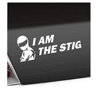Kiwistar - Car Sticker - I Am The Stig 20 x 9 cm - white - Decals for Tuning, Vehicle, Truck, Bicyle, SUV, Laptop
