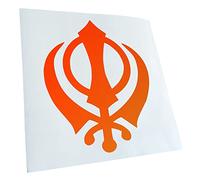 Kiwistar - Car Sticker - Khanda Sikhism 10 x 12 cm! - neon orange - Decals for Tuning, Vehicle, Truck, Bicyle, SUV, Laptop