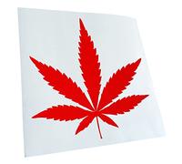 Kiwistar - Car Sticker - Marijuana Leaf Cannabis Weed Rasta 10 x 10 cm - red - Decals for Tuning, Vehicle, Truck, Bicyle, SUV, Laptop