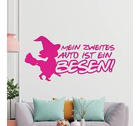 Kiwistar My second car is a broom! - Witch flies floating wall sticker in 6 sizes - wall sticker - decoration, kitchen, living room, bedroom, bathroom