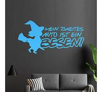 Kiwistar My second car is a broom! - Witch flies floating wall sticker in 6 sizes - wall sticker - decoration, kitchen, living room, bedroom, bathroom
