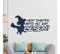 Kiwistar My second car is a broom! - Witch flies floating wall sticker in 6 sizes - wall sticker - decoration, kitchen, living room, bedroom, bathroom