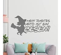 Kiwistar My second car is a broom! - Witch flies floating wall sticker in 6 sizes - wall sticker - decoration, kitchen, living room, bedroom, bathroom