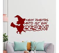 Kiwistar My second car is a broom! - Witch flies floating wall sticker in 6 sizes - wall sticker - decoration, kitchen, living room, bedroom, bathroom