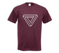 Kiwistar - Penrose Triangle - Optical Illusion T-Shirt in 15 Men's Funshirt Printed Design Fun Motive Top Cotton S M L XL XXL Burgundy