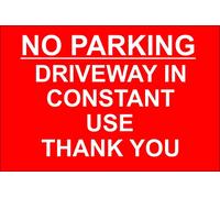 Kiwistar - Rigid - Sign - 20x15cm - No Parking Driveway in Constant - Warning - Notice - Sticker - Safety - School - Home - Office