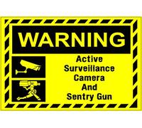Kiwistar - Sticker - Sign - 30x20cm - Video Surveillance Sign Sentry Gun Team - Warning - Notice - Sticker - Safety - School - Home - Office