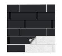 Kiwistar Tile Stickers Black semi Gloss 5 x 25 cm - 1 Pieces - Adhesive Tiles - Tile Pattern - Sticker Tiles - Glue Over The Wall Tiles