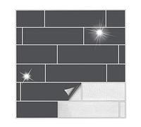 Kiwistar Tile Stickers Dark Grey Glossy 5 x 20 cm - 1 Pieces - Adhesive Tiles - Tile Pattern - Sticker Tiles - Glue Over The Wall Tiles