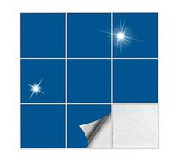 Kiwistar Tile Stickers Gentian Blue Glossy 9,5 x 9,5 cm - 1 Pieces - Adhesive Tiles - Tile Pattern - Sticker Tiles - Glue Over The Wall Tiles