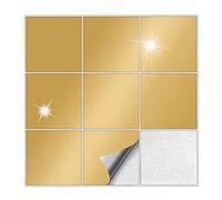 Kiwistar Tile Stickers Gold Glossy 9,5 x 9,5 cm - 1 Pieces - Adhesive Tiles - Tile Pattern - Sticker Tiles - Glue Over The Wall Tiles
