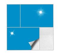Kiwistar Tile Stickers, Light Blue Glossy, 14.5 x 24.5 cm, Pack of 1, Adhesive Tiles, Sticker Tiles for Wall Tiles, Self-Adhesive for Kitchen, Bathroom, Smooth Surfaces