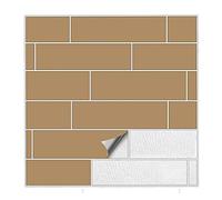 Kiwistar Tile Stickers, Light Brown Satin Matt - 3 x 19.9 cm - 1 Piece - Adhesive Tiles, Sticker Tiles for Wall Tiles, Self-Adhesive for Kitchen, Bathroom, Smooth Surfaces