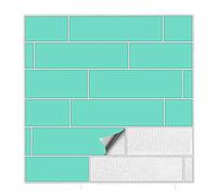 Kiwistar Tile Stickers Mint semi Gloss 2,5 x 15 cm - 1 Pieces - Adhesive Tiles - Tile Pattern - Sticker Tiles - Glue Over The Wall Tiles