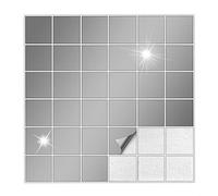 Kiwistar Tile Stickers Silver Grey Glossy 9 x 9 cm - 1 Pieces - Adhesive Tiles - Tile Pattern - Sticker Tiles - Glue Over The Wall Tiles