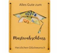 KIWISTAR UG - Box Money Gift - Alles Gute zum Master's Degree - 3-4 mm Wood Bound - Gift for Money or Other - School Leaving Gift for University Master