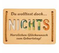 KIWISTAR UG - Box Money Gift - Du wolltest doch nichts - Herzlichen Glückwunsch zum Geburtstag - 3-4 mm Holz gebunden - Gift for Money or Other - Birthday Gift