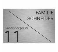 Kiwistar UG - Sign Yourself - House Number Sign Personalised Made of Aluminium Composite Panel Design 2 - Printed from DIN A6 - UV-Resistant - Personalised Gifts with Number, Name & Street
