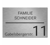 Kiwistar UG - Sign Yourself - House Number Sign Personalised Made of Aluminium Composite Panel Design 4 - Printed from DIN A6 - UV-Resistant - Personalised Gifts with Number, Name & Street