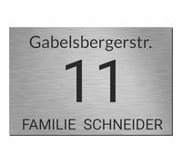 Kiwistar UG - Sign Yourself - House Number Sign Personalised Made of Aluminium Composite Panel Design 8 - Printed from DIN A6 - UV-Resistant - Personalised Gifts with Number, Name & Street