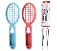 kiwitatá 1Pair Tennis Racket Compatible with Nintendo Switch Joy-Con Controller Holder for Mario Tennis Aces Game(Blue+Red)
